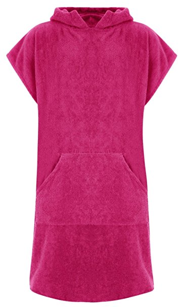 Adore Adults Changing Robe Unisex Hooded Poncho 100% Cotton With Pocket Beach Terry Towelling Towel Swimming Surf (Aqua/Slate/Black/Pink)