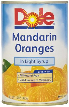 Dole Mandarin Oranges, Whole Segments In Light Syrup, 15 Oz