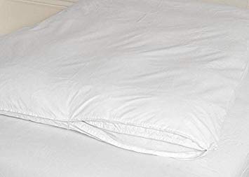 Cotton Zippered Feather Bed Cover WHITE / King