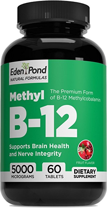 Vitamin B12 Methylcobalamin (Methyl B12), Supports Brain Health, 5000 mcg, 60 Tablets