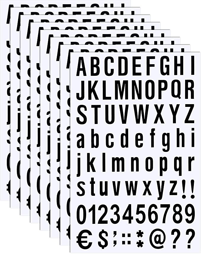 8 Sheets Self Adhesive Vinyl Letters Numbers Kit, Mailbox Numbers Sticker for Mailbox, Signs, Window, Door, Cars, Trucks, Home, Business, Address Number (Black,2 Inch)