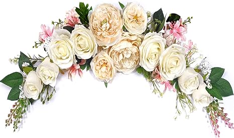 OrgMemory Wedding Arch Flowers, Artificial Floral Swags, 70cm Decorative Swag, Artificial Flower Swag for Door Wedding Party Wall Home Decor (Champagne)