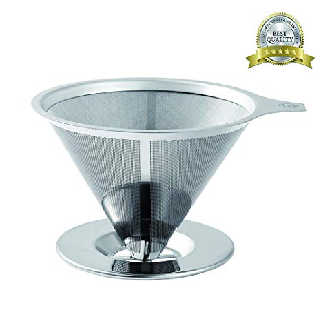 Stainless Steel Pour Over Coffee Filter - Paperless Pour Over Coffee Maker/Coffee Dripper– Reusable Coffee Cone Filter