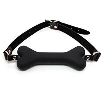 Kocome Cute Solid Leather Harness Mouth Silicone Dog Bone Ball Gag 20mm BDSM Mouth Plug