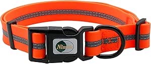 NIMBLE Dog Collar Waterproof Pet Collars Anti-Odor Durable Adjustable PVC & Polyester Soft with Reflective Cloth Stripe Basic Dog Collars S/M/L Sizes (Medium (11.81”-18.5”inches), Orange)