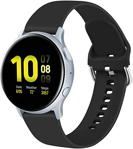 20mm Band Compatible with Samsung Galaxy Watch 42mm, Galaxy Watch Active 40mm, Galaxy Watch Active 2 40mm 44mm, Galaxy Watch 3 41mm (Black, Large)