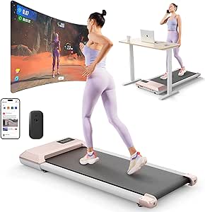 Superun Walking Pad, Under Desk Walking Pad Treadmills for Home & Office, 2.5HP Small Walking Treadmill, Portable Mini Treadmill with Remote Control & Smart Motion APP, 200-300 Lbs Capacity