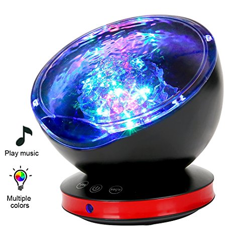 Ocean Wave Projector, MYFREE 12 LED Night Light Projector, Music Player, Timer, Room Decor for Baby Kids and Adults, Nursery Living Room and Bedroom