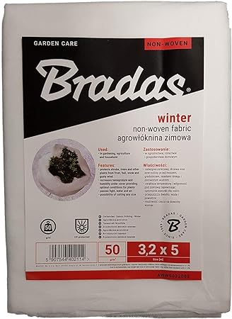 Bradas Heavy duty (50gsm) plant protection fleece,protect against wind rain, frost (3.2m x 5m, White)