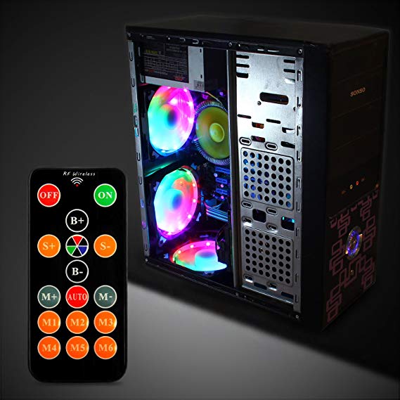 Computer Case Fan with Remote Control, OxyLED RGB PC LED Case Fans Light CPU Cooling Fans, 120mm Radiators Cooler with 7 Single Color Modes and 7 Color-changing Modes, 3-Pack