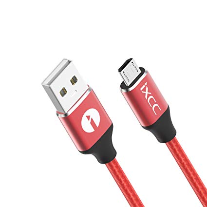 iXCC Micro USB Cable, Braided 6 Feet Super Durable Android Charger Cable and Sync Cord for Android/Windows/MP3/Camera and other Device(Red)