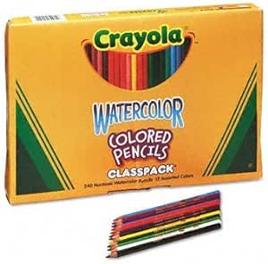 Watercolor Wood Pencil Classpack, 3.3 mm, 12 Asstd Clrs, 240 Pencils/Box