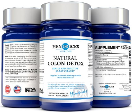 COLON DETOX - 60 Veggie Capsules For A Complete 30 Day Cleanse - Helps Eliminate and Flush Excess Waste, Boost Weight Loss, and Assist with Constipation and Bloating - Coconut Superfood Naturally Supports Digestive System for Minimal Discomfort - Manufactured in an FDA Approved GMP Certified Laboratory, Made in the USA and Formulated by Dr. Hendricks (Packaging may vary)