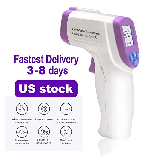 Forehead Thermometer Non-Contact Infrared Thermometer for Baby Kids and Adults - Accurate Instant Readings Ear Forehead Thermometer with LCD Display [Fastest Delivery]