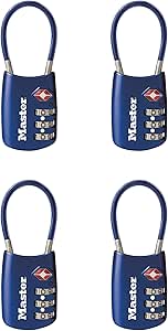 Master Lock Blue Set Your Own Combination TSA Approved Luggage Lock, Travel Zipper Padlock is Perfect for Suitcases, Bags, or Backpacks, 4 Pack, 4688BLUEC4