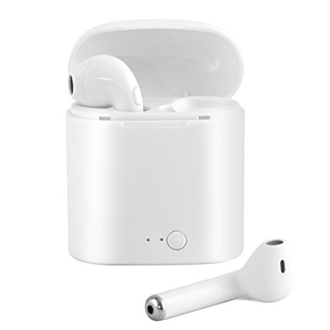 Wireless Earbuds, Bluetooth Headphones with Microphone Cell Phone Headset with Charging Case (White)