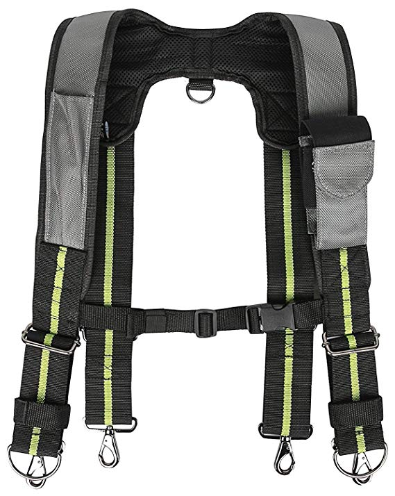 Padded Tool Belt Suspenders w/Phone Pocket, Chest Strap, Pencil Sleeve | Lightweight Comfortable & Strong Durable | Adjustable 1680D Ballistic Nylon | Contractor Grade Framer Suspension Rig