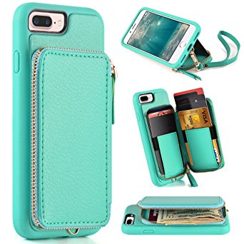iphone 7 Plus Wallet case, iphone 7 Plus Case with Card Holder, ZVE iphone 7 Plus Protective Wallet Leather Case With Credit Card Holder Slot, Handbag for Apple iphone 7 Plus 5.5 inch - Blue