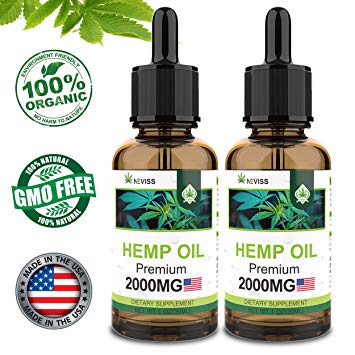 (2 Pack) Hemp Oil 4000mg for Pain Relief, Stress & Anxiety Relief, Improve Sleep - Organic Hemp Extract, 100% Natural Vegan Hemp Oil Extract - Made in USA