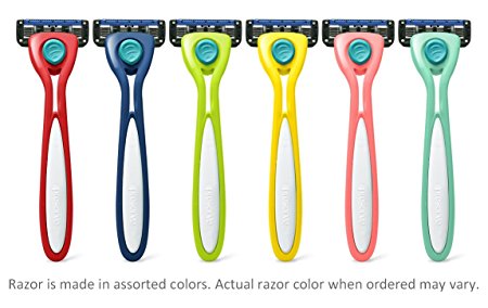 Preserve Shave 5 Five Blade Refillable Razor, Made from Recycled Materials, Assorted Colors