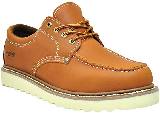 Golden Fox Work Shoe 4" Moc Toe Leather Men's Oxford for Construction & Casual