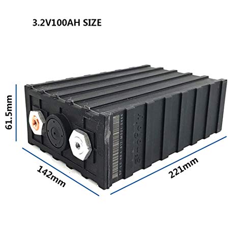 3.2V100AH RUIXU LiFePO4 Single Cell Battery With Plastic Case,Build Your Own Battery Bank In Different Voltage for RV, Solar, Marine, and Off-Grid Applications