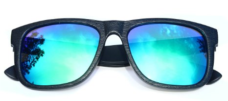 OUTGEAR Classic Eyewear Wayfarer Retro Refletive Revo Lens Horn Rimmed 3D Wood Texture Style Sports Sunglasses UV400