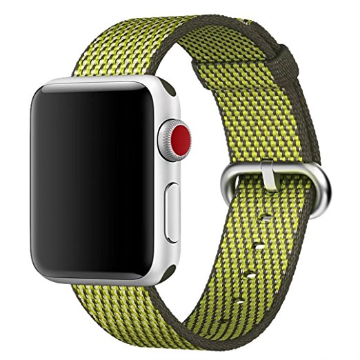 Hailan Band for Apple Watch Series 1 / 2 / 3,Newest Design Fine Woven Nylon Wrist Strap Replacement with Classic Buckle for iwatch,38mm,Dark Olive Check