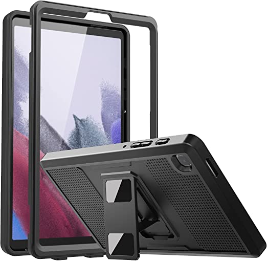 MoKo Case Fit Samsung Galaxy Tab A7 Lite 8.7" 2021, Shockproof Full Body Rugged Stand Back Cover Built-in Screen Protector Fit Galaxy Tab A7 Lite 8.7-Inch 2021 (SM-T225/T220/T227) Tablet, Black