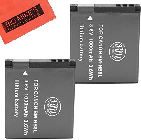BM Premium 2-Pack of NB-8L Batteries for Canon PowerShot A2200 is, A3000 is, A3100 is, A3200 is, A3300 is Digital Camera