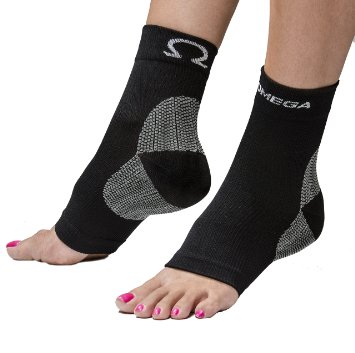 Compression Foot Sleeve - Plantar Fasciitis - Pain Relief From Swelling - Best Arch Support - (Black - 1 Pair for Men and Women)