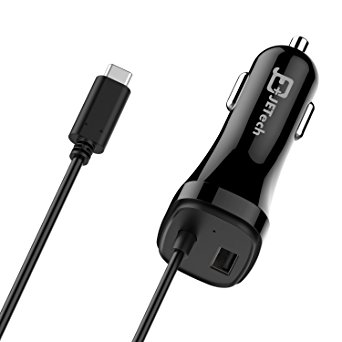 USB C Car Charger, JETech Dual Rapid USB Car Charger Cigarette Charger with 5V 3A USB C Cable - 0659