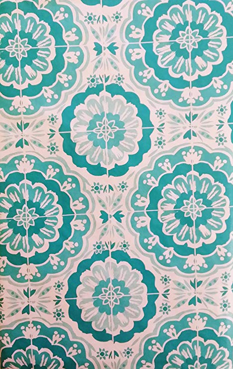 Bursting Blooms of Color Vinyl Flannel Back Tablecloth - Various Sizes and Colors (60" Round, Shades of Blue/Teal)