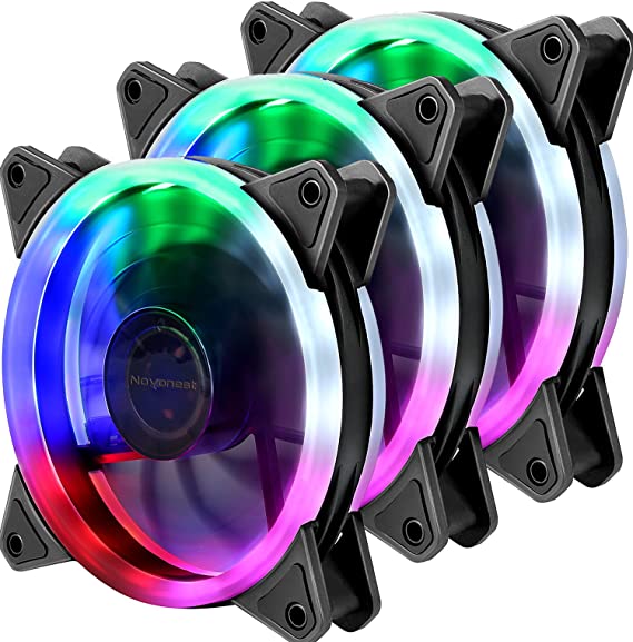 upHere Computer Case Fan 120mm LED Silent Fan for Computer Cases, CPU Coolers, and Radiators Ultra Quiet,Triple Pack Colorful Case Fan,F03