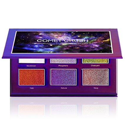 SYZYGY Eyeshadow Palette, Duochrome Makeup Pallet, Holographic Shimmer Sparkly Chameleon Glow Vegan Cosmetic, 6 Multicolours
