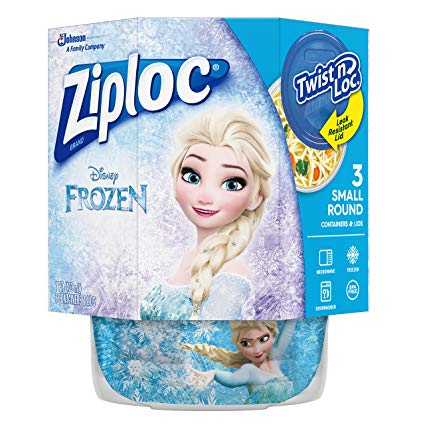 Ziploc Brand Twist n' Loc Containers Featuring Disney Frozen Design, Small, 16 oz, 3 ct