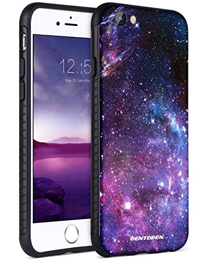 iPhone 8 Case, iPhone 7 Case, BENTOBEN Shockproof Glitter Sparkly Slim Dual Layer Hybrid Hard PC Soft TPU Girls Women Cover with Shiny Leather Full Protective Phone Case for Apple iPhone 8/7 (Purple Nebula)