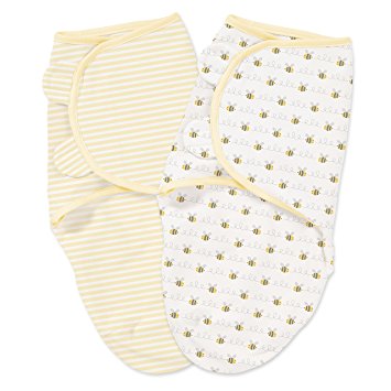 Summer Infant SwaddleMe 2 Piece Adjustable Infant Wrap, Bee Lining, Small/Medium