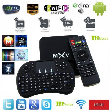 [New!!!] Monba MXV Android TV BOX Kodi fully loaded XBMC Amlogic S805 Quad Core 1GB/8GB Wifi LAN 4k tv player Streaming Media Player with Wireless keyboard