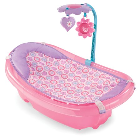 Summer Infant Sparkle Fun Newborn-to-Toddler Baby Tub with Toy Bar, Pink