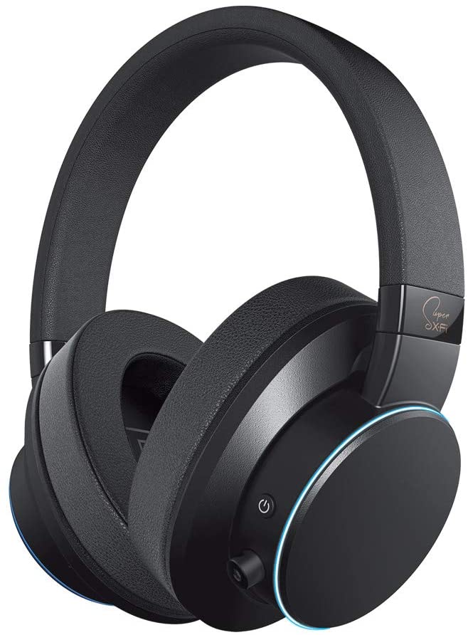 Creative SXFI AIR Bluetooth and USB Headphones with Super X-Fi Audio Holography Technology, 50mm Drivers, microSD Card Reader, Touch Controls and Ambient Monitoring (Black)