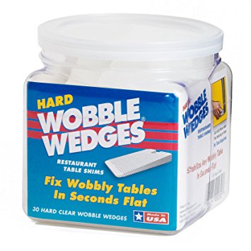 Wobble Wedge - Hard Clear - Restaurant Table Shims - 30 Piece Jar