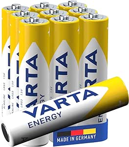 VARTA Batterien AAA, 10 Stück, Energy, Alkaline, 1,5V, Verpackung zu 80% recycelt, für einfachen Grundbedarf, Made in Germany