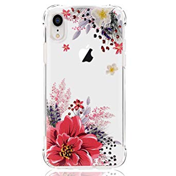 LUOLNH Compatible with iPhone XR Case,iPhone XR Case with Flowers, Slim Shockproof Clear Floral Pattern Soft Flexible TPU Back Cover case for iPhone XR 6.1 inch (2018) -Pink Flower