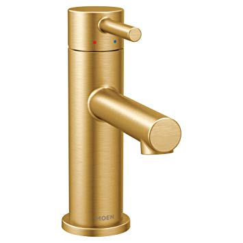 Moen 6190BG Align One-Handle Modern Bathroom Faucet with Drain Assembly and Optional Deckplate, Brushed Gold