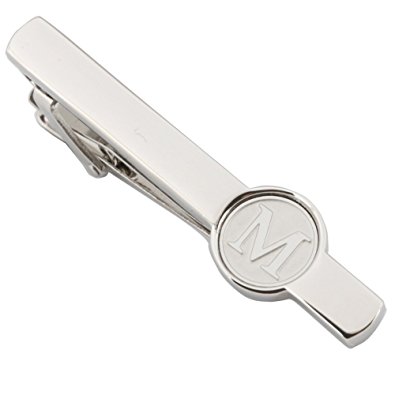Dannyshi Men Tie Clip 2.1 Inch Silver plated Stainless 26 Letters A-Z   Gift Box