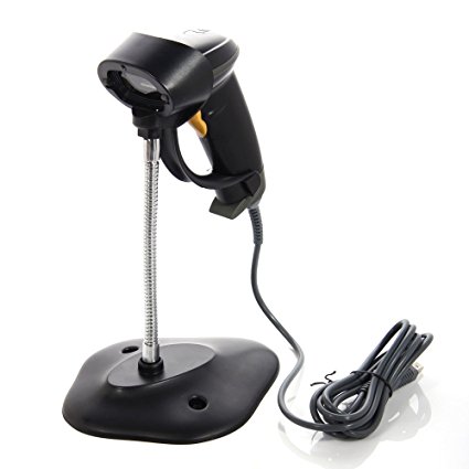 Masione New Long Laser USB Port Handheld Barcode Scanner Bar Code Reader UPC EAN Scanning with Hands Free Adjustable Stand