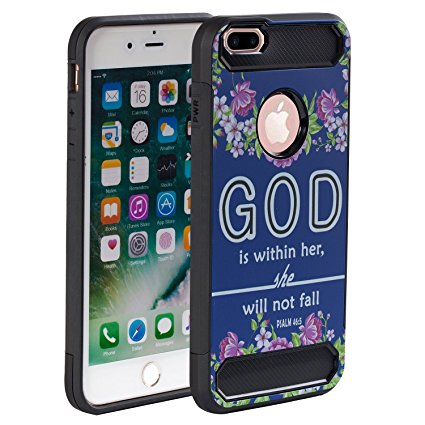 iPhone 6 Plus case,Rossy [Carbon Fiber] Hybrid Dual Layer Armor Defender Protective Case Cover for Apple iPhone 6 Plus,Christian Bible Verses Quotes God Is Within Her She Will Not Fall Psalm 46:5