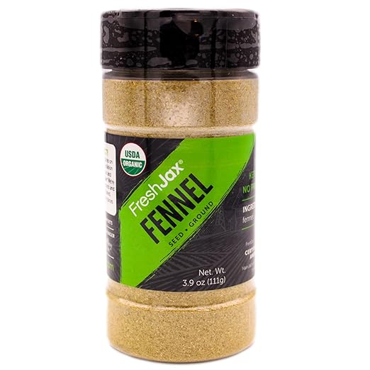 FreshJax Organic Spices | Fennel Seed Powder Ground | Large Bottle