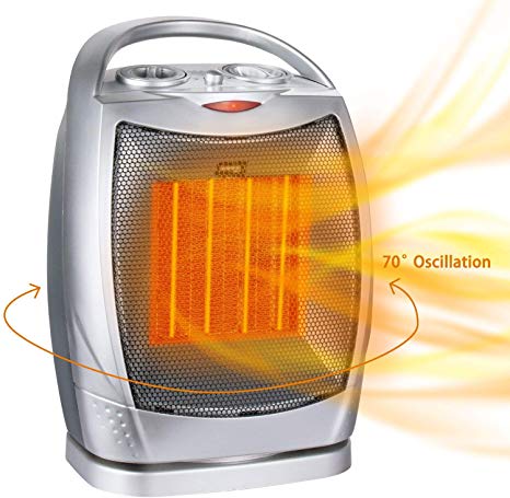 Givebest Oscillating Portable Space Heater for Office Quiet Ceramic Heater with Thermostat Tip-Over Protection & Overheat Protection